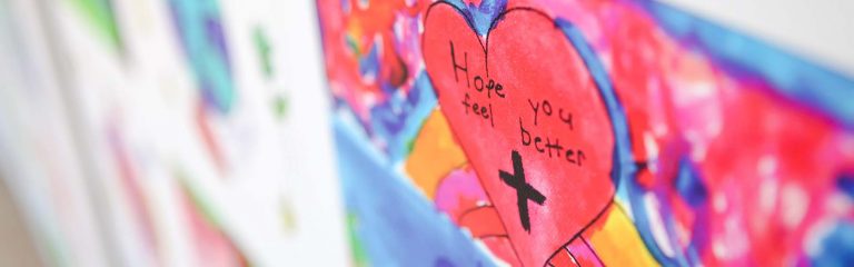 "Hope You Feel better" child's drawing of a heart at Glens Falls Hospital
